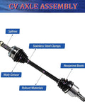 Front Left And Right CV Axle Shaft Assembly Pair For Honda Accord 1998 1999 2000 2001 2002 2.3L Auto Transmission Premium Replacement With Neoprene Boot And Easy Install. CV axle with neoprene boot, stainless steel clamps, and splines