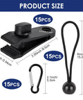 Heavy Duty Tarp Clips 45 Piece Set with Elastic Rope and Lock Grip Clamps size details