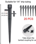 25 Adjustable Drip Irrigation Emitters With Stakes 0 To 18 GPH Flow 360 Degree Sprinkler Heads For Garden Lawn Flower Beds