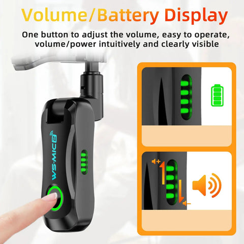 Two Point Four G Wireless Clip On Saxophone And Brass Instrument Microphone System volume and battery display feature
