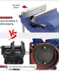 Comparison of Beefy Clamp On Table Vise With 360 Degree Swivel Base for woodworking, depicting durability and gripping versus other products.