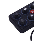 Close-up of 8 Gang LED Switch Panel With Auto Dimmable Touch Control For Car Boat SUV, rugged design, showing six buttons.