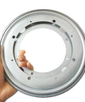 Built Tough Nine Inch Lazy Susan Hardware Kit With Square Rotating Bearing Plate held in hand showing metal design for cabinetry.