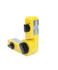 Hella Strong Mini Adjustable Welding Magnet With Slick On Off Rotating Base And 150 Lb Hold Power For Multi Angle Metal Fabrication, yellow design.