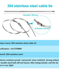 Heavy Duty Metal Tie Wrap Gun Kit With 200 Stainless Steel Cable Ties 4.6x270mm Adjustable Tensioning And Cutting Tool