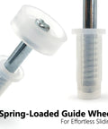 Heavy Duty Bifold Door Fix Kit Includes Spring Loaded Top Roller And Pivot Bracket For No Sweat Setup Folding Closet Pocket Barn Accordion Doors Fits 1 To 1 3 8 Inch Thick Panels, close-up of spring-loaded guide wheel.