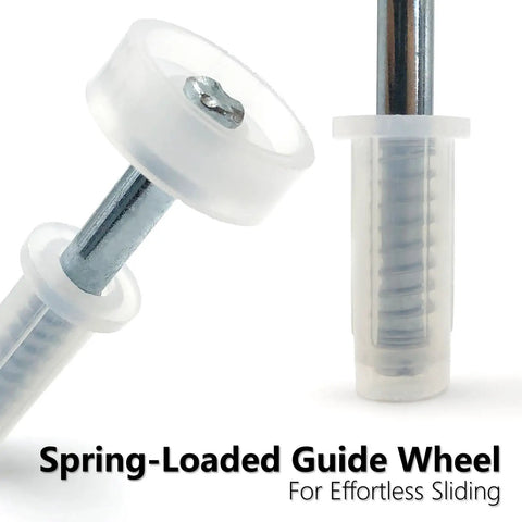 Heavy Duty Bifold Door Fix Kit Includes Spring Loaded Top Roller And Pivot Bracket For No Sweat Setup Folding Closet Pocket Barn Accordion Doors Fits 1 To 1 3 8 Inch Thick Panels, close-up of spring-loaded guide wheel.