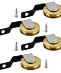 Four Pack Heavy Duty Steel Sliding Screen Door Rollers Replacement With Precision Ball Bearing Wheels showing three yellow wheels and screws.