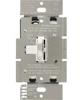 Sleek Toggler Dimmer Switch Single Pole For Magnetic Low Voltage Lighting White Faceplate Smooth Slider Operation And No Sweat Install, shown with silver finish.