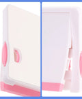 Close-up of the Pink ABS and POM Kid Proof Sliding Glass Door Lock with double button release and anti vibration protection.