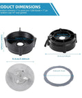 Pro 1200 Blender Replacement Parts Kit With Stainless Steel Cutter Blade Jar Base Cap And Four Silicone Gaskets Complete Workhorse Go To 3 In 1 Set For 1200 Series Blenders, dimensions view