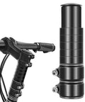 Adjustable Bike Stem Riser Extender 1-1/8 Inch, 28.6mm Clamp, Aluminum Alloy Lightweight Build, Bar Height Up To 5.3 Inches, Black