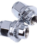 Close-up of 12x1.5 Lug Nuts 20 Pack Chrome Closed End Mag Style With Washer Thirteen Sixteenth Inch Hex for Toyota and Lexus models.