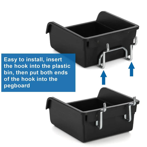 16 Pack Pegboard Bins With Metal Hooks Black Tool Organizer Cups For Garage And Workshop