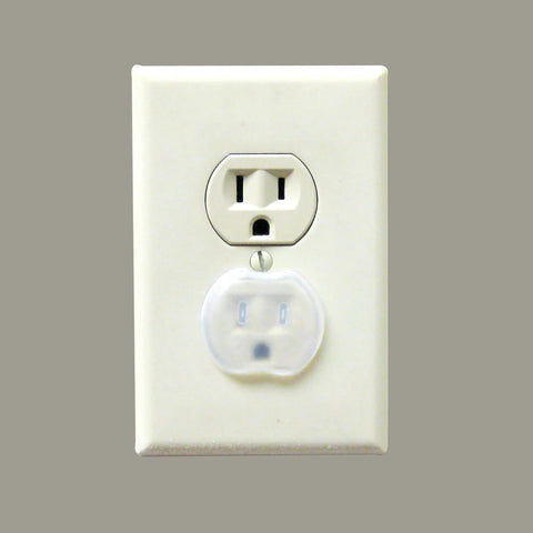 Close-up of installed Baby Safe Outlet Covers 36 Pack For Easy Home Protection, Outlet Plug Covers For Electrical Sockets, No Fuss Install.