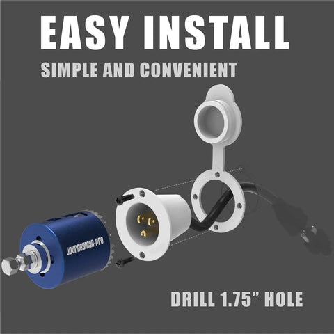 15 Amp AC Power Inlet Port With 20 Inch Outdoor Extension Cord Waterproof Shore Power Receptacle installation guide