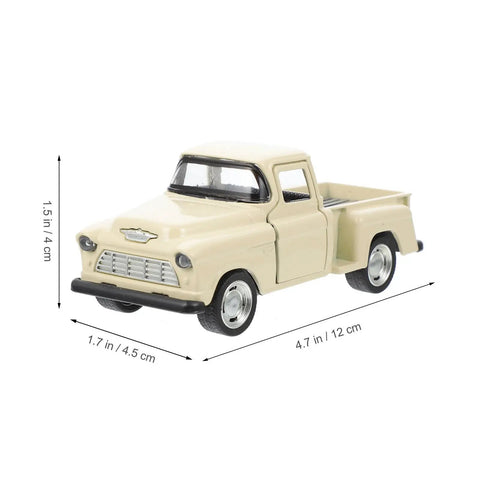 Small Off Road Pickup Truck Model Toy Figure For Kids And Collectors, Realistic 4.92 Inch Mini Car Figurine, beige model on white background