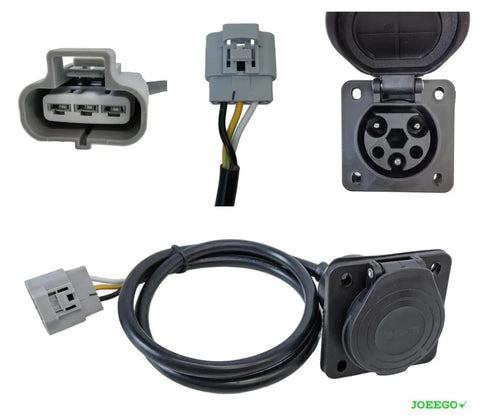 Beefy 48V Golf Cart Charging Port With 40 Inch 14 Gauge Wire, Ul Certified 120V Receptacle For Madjax Denago Models, detailed view of connections.