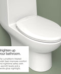 Premium Heated Elongated Toilet Seat With Built In Led Nightlight And Three Warmth Settings on a toilet with glossy white finish.