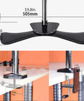 Triple Monitor Arm Desk Mount Holds 15 To 27 Inch Screens Rock Solid Aluminum Build showing base and clamp dimensions.