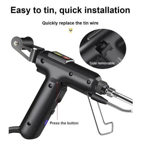 80W All In One Soldering Iron And Soldering Gun Kit With Ceramic Heater 10 In 1 Auto Soldering Set showing side removable function