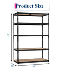 Beefy Five Tier Heavy Duty Garage Storage Shelves With Adjustable Metal Frame And Thick MDF Panels, 2000 Lb Total Capacity, 36 x 18 x 72 in