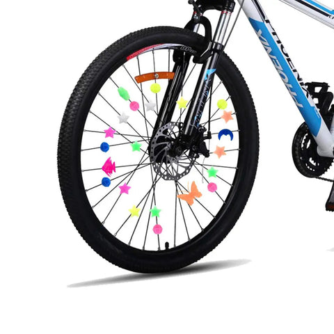 Colorful Bike Spoke Beads Kit For Kids, Durable Plastic Wheel Clips In Assorted Colors And Shapes on bicycle wheel