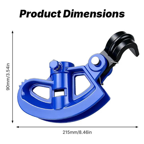 Heavy Duty Conduit Bender Head With Spring Hook Assisted Flex For 3/4 Inch 15Mm Emt Pipe Steel Rigid Metal Tube Electrical Tool Easy Bending Job dimensions image showing size details in millimeters and inches.