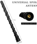 7 Inch Waterproof Spiral Car Antenna With Threaded Adapters Flexible Universal Mast Replacement, 7in, copper core, angled view.