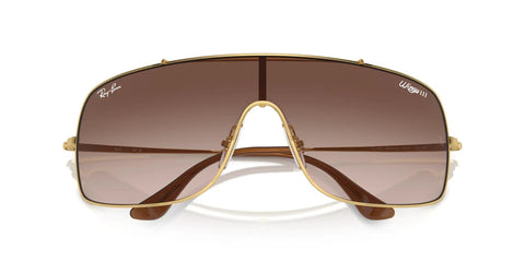 Wings III Wraparound Sunglasses With Gold Frame And Gradient Brown Lenses, 100 Percent UV Protection, 36mm Size For Everyday Streetwear Style