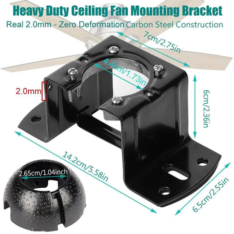 Universal Ceiling Fan Mounting Kit With Hanger Ball Heavy Duty 2mm Steel Wobble-Free Rock Solid Fits 1-Inch Downrods For Flat And Low Slope Ceilings Up To 10 Degrees Includes All Mounting Hardware Reduces Vibration For Quiet Sleep