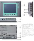 KTP400 HMI Touch Panel For Industrial Automation And Control Systems, High Resolution Wide Screen Color Display shown with ports and labels