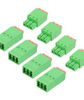 Four Piece 3.5mm Pitch Spring PCB Terminal Block Connector 3 Pin Pluggable Male Female Plug And Play Wiring Terminals, green, 22-16AWG