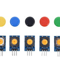 5 Piece Button Switch Module Large Push Button Board With Tactile Keys And Color Covers top view showcasing colorful tactile keys and sturdy PCB.