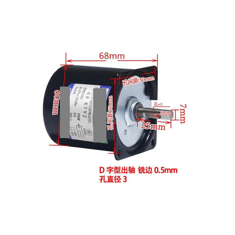 Heavy Duty 28W Permanent Magnet Synchronous AC Electric Motor Runs Like A Dream At 20Rpm With Forward Reverse Control and solid seven millimeter shaft.