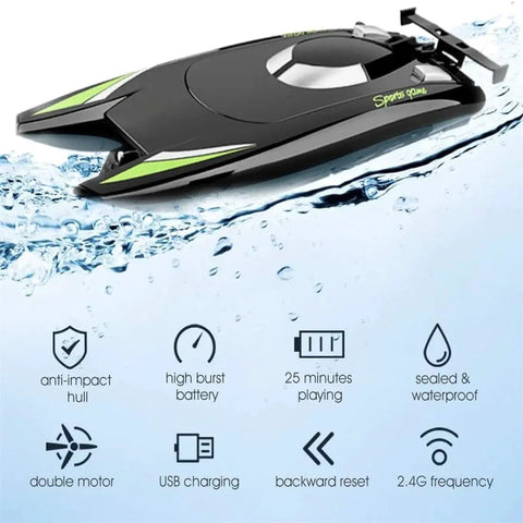 Crazy Fast RC Racing Boat For Adults With Dual Motors Two Point Four GHz Remote Control Waterproof Hull 32cm Ready To Run