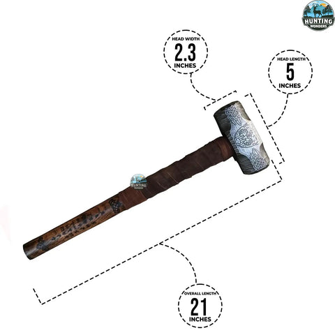Custom Handmade Bear Engraved Decorative Hammer For Blacksmiths And Crafters with 21-inch length and intricate design.