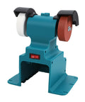 Kickass Compact Cordless Bench Grinder Featuring A Beefy 21V Motor That Takes Standard 18V Batteries Slick Desktop Sanding And Polishing Tool For Garage Workshop Tasks with dual grinding wheels.