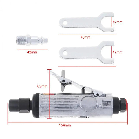 Top Shelf Quarter Inch Straight Shank Air Die Grinder Delivering A Badass 25000 Rpm Rush with collet kit and wrenches.