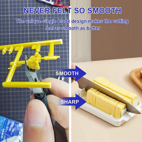 5 Inch Model Nippers With Ultra Thin Single Edge Blades cutting Gundam model part, smooth finish, precision tool shown.