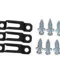 Fifty Pack Hidden Cabinet Connectors And Drawer Pull Screws With Slick Polished Finish For No Sweat Installation And Locked In Hold On Drawers Smooth Zinc Alloy Hardware Designed For Rapid Home Fixes And Weekend Projects Clean Storage Upgrades Without, showing black brackets and silver screws.