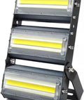 JUDYSSY Led Flood Lights Outdoor, three-panel design with warm white light, aluminum material, IP67 waterproof, 100W and 150W options.