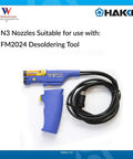 N3 Series 2.3mm Desoldering Nozzle For FM-2024 Desoldering Tool With Built In Heater, blue handle, coiled cord