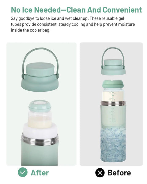 Two Pack Replacement Cooling Gel Tubes Compatible With Portable Breast Milk Cooler Reusable Freezer Inserts, convenient gel tubes shown.