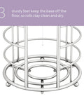 Bottom view of Freestanding Toilet Paper Storage Stand For Mega Rolls, showing protective feet in polished chrome wire finish.