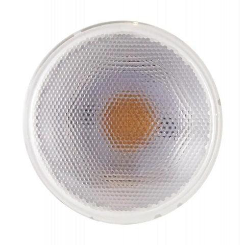 Close-up of Long Neck PAR30 LED Flood Light Bulbs 12.5W 3000K Warm White, 40 Degree Beam, textured lens view.