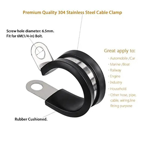 Heavy Duty Stainless Steel Cable Clamps Kit With Rubber Cushion showcasing single clamp detailing