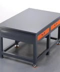 Heavy Duty Steel Top Workbench Beefed Up Industrial Fitter Bench With Prepped Vise Mount Spot, 8mm thick steel surface with storage drawers.