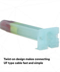 Blue 3M Direct Bury Splice Kit housing with translucent rainbow splice tube and two connectors