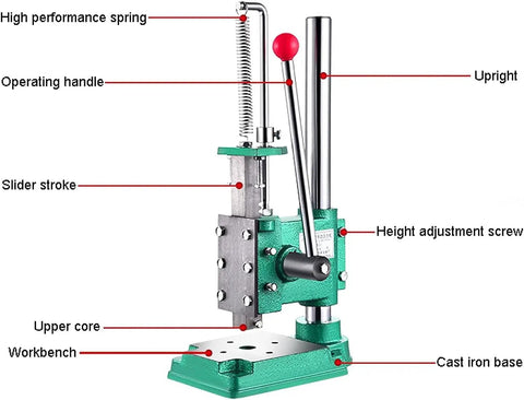 Versatile Desktop Manual Arbor Press Machine For Leather Punching Wood Shaping And Aluminum Forming With Chuck Kit For Crimping Riveting And Metal Engraving Smooth Hand Crank Operation Lets You Knock Out Any Shop Task Fast